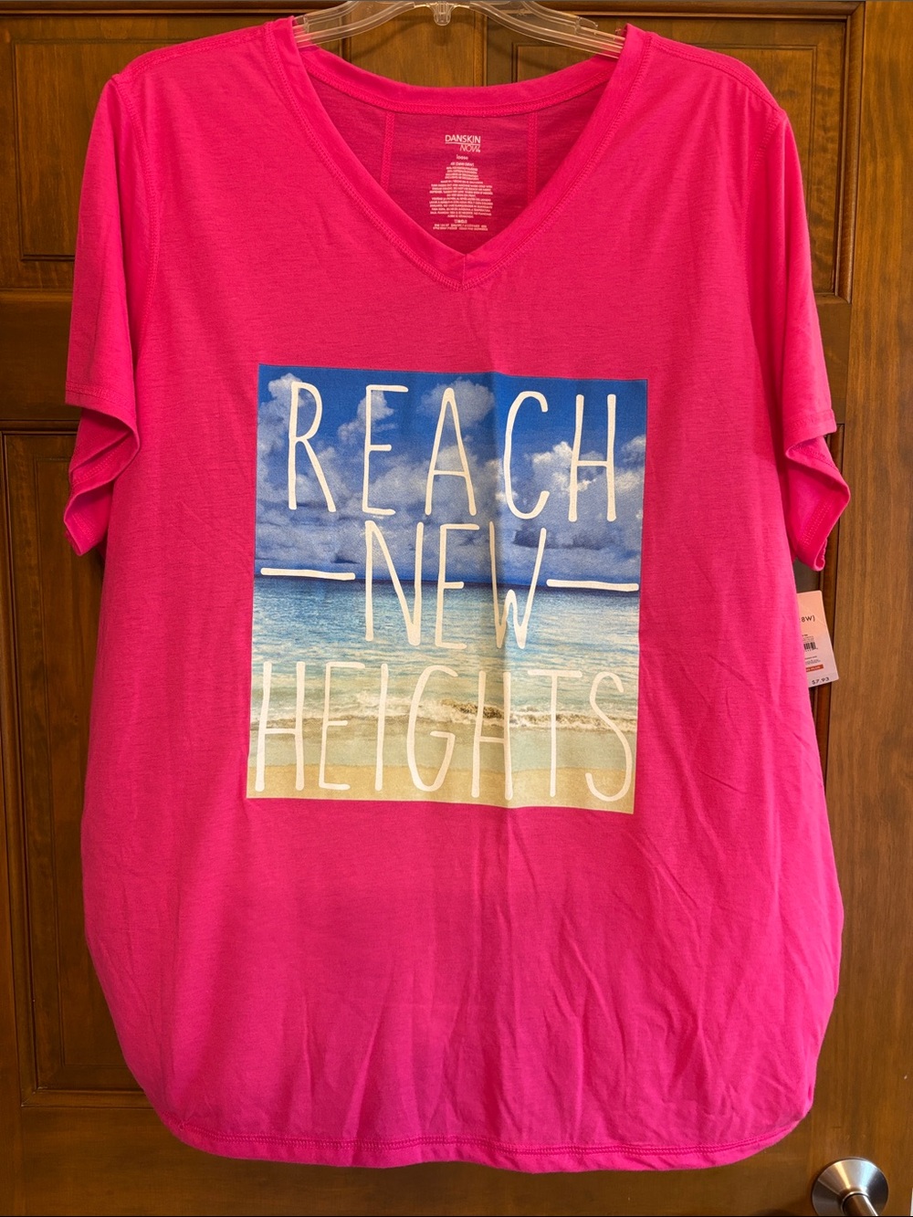 Danskin Hot Pink V-Neck Graphic Tee